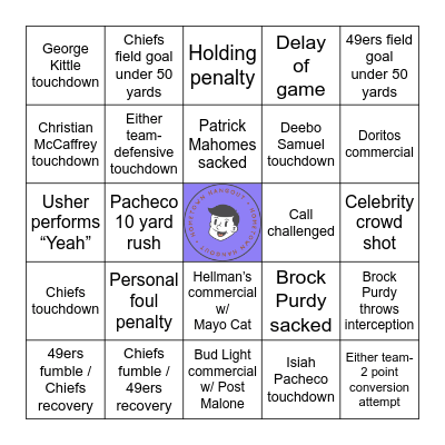 Super Bowl BINGO at Joe's! Bingo Card