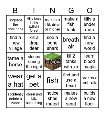 Modded Minecraft Bingo Card