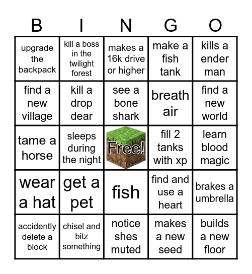 Modded Minecraft Bingo Card