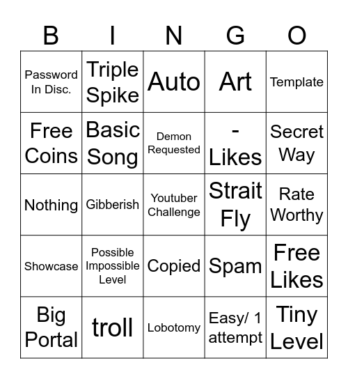 Resent Tab Bingo Card