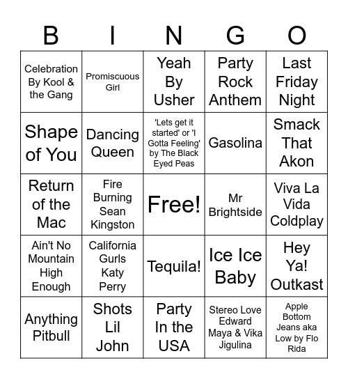 Wedding DJ Bingo Card