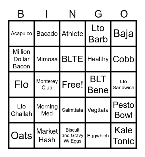 Super Bowl Bingo Card