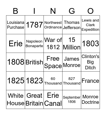 American Expansion Bingo Card