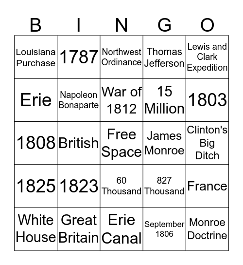 American Expansion Bingo Card