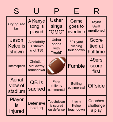 Super Bowl 2024 LVIII Bingo Card