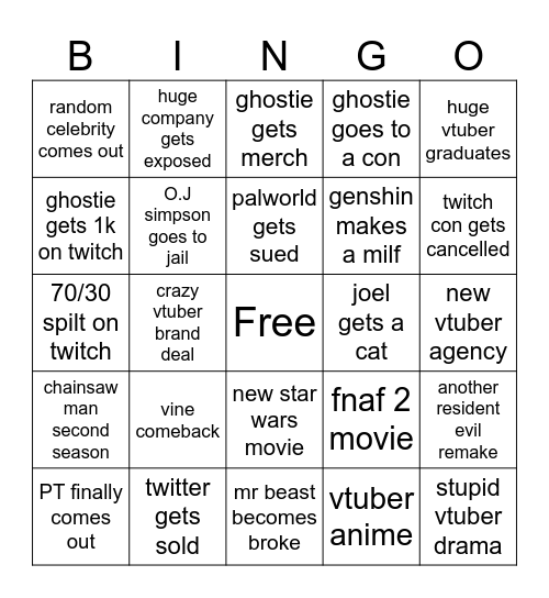 2024 Bingo Card