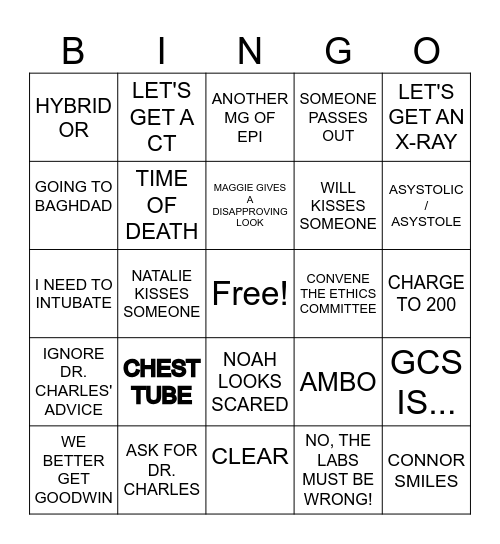 REINOW + CHICAGO MED Bingo Card