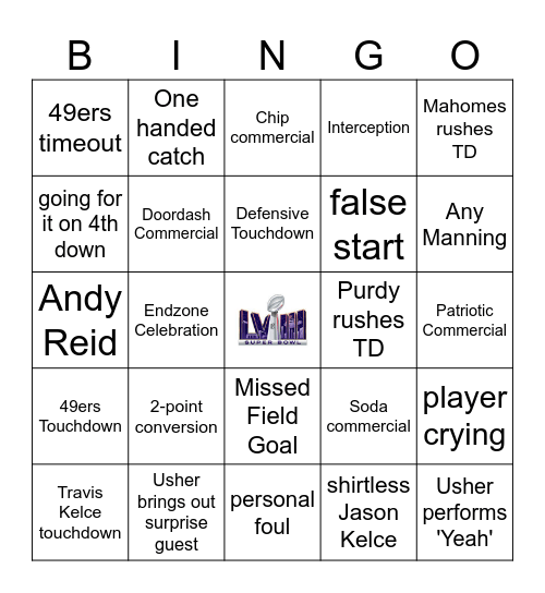 SUPERBOWL BINGO Card