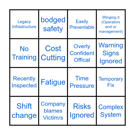 Disaster Bingo Card