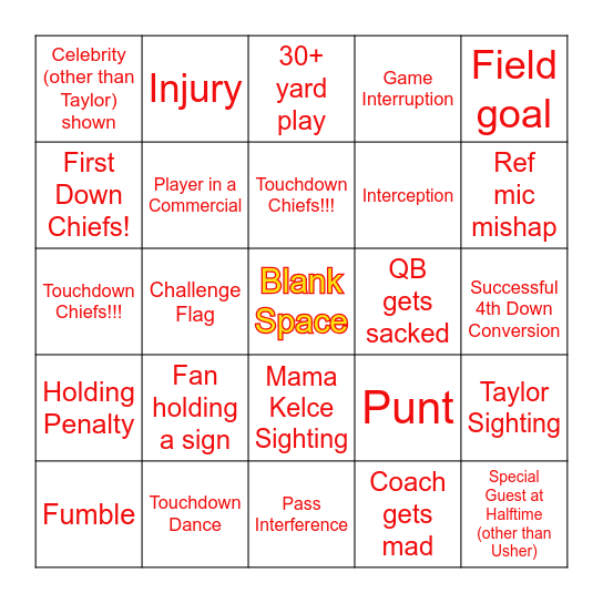 GO CHIEFS!!!  Super Bowl LVIII Bingo Card