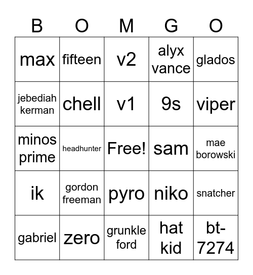bomgo Bingo Card