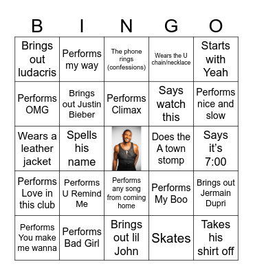 Grier Family Usher Half Time Bingo Card