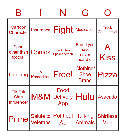 Super Bowl 2024 Bingo (Megan's Bday) Bingo Card