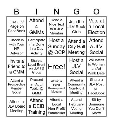 Membership Bingo Card