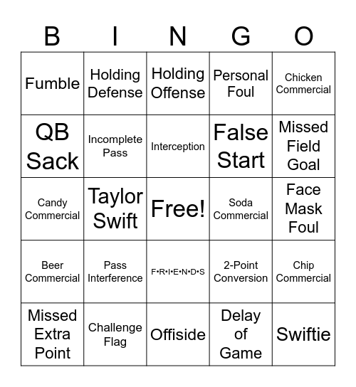 Super Bowl LVIII Bingo Card