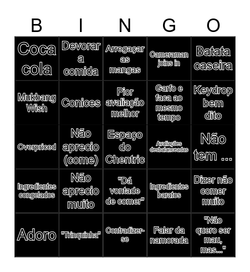 Bingo Chentric Bingo Card