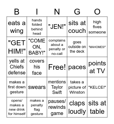 SUPER SECRET Dave Jordan Super Bowl Bingo Card