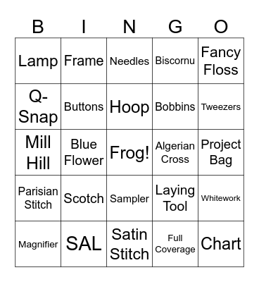Cross Stitch Bingo Card