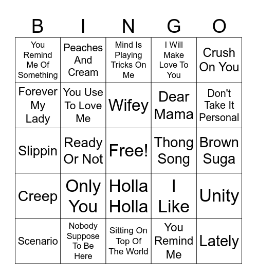R&B Mix 2 Bingo Card