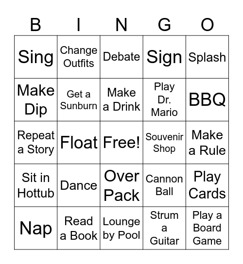 VACATION 2024 Bingo Card