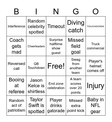 Superbowl Bingo 2024 Bingo Card