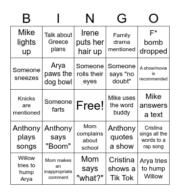 Rhinebeck, NY 2/2024 Bingo Card
