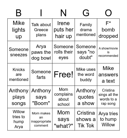 Rhinebeck, NY 2/2024 Bingo Card