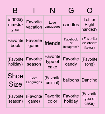 Birthday Bingo Card