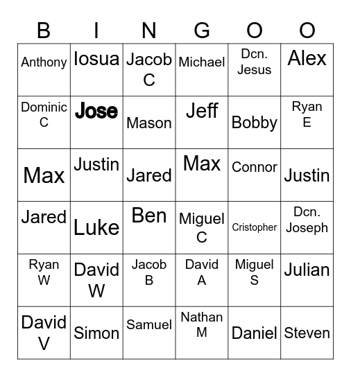 Seminarian Bingo! Bingo Card