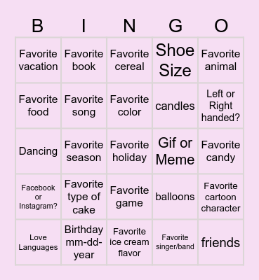 Birthday Bingo 🎉 Bingo Card