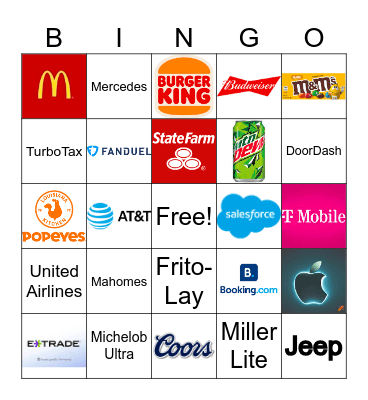 2024 Super Bowl Commercials Bingo Card