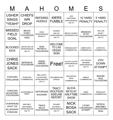 SUPER BOWL BINGO Card