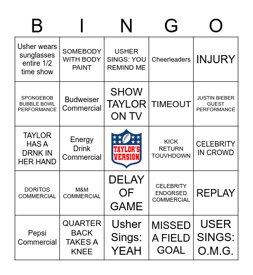 SUPERBOWL 2024 Bingo Card