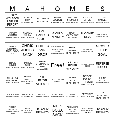 SUPER BOWL BINGO Card