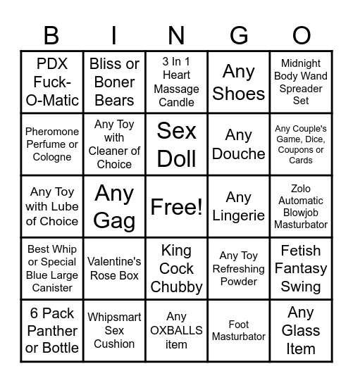Adult World Bingo! Bingo Card