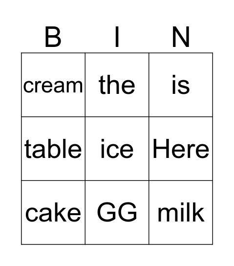 The Picnic Bingo Card