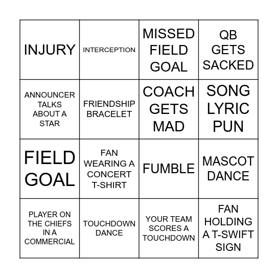 FOOTBALL ERAS BINGO Card