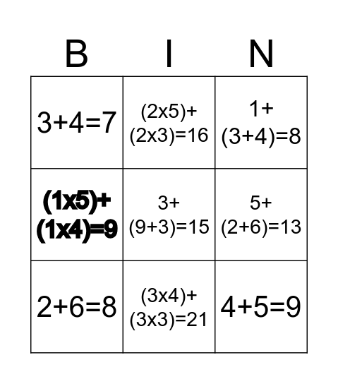 Commutative, Associative and Distributive Property Bingo! Bingo Card