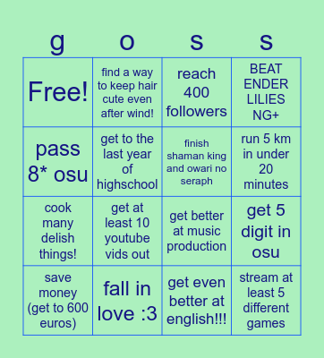 my 2024 bingoo Bingo Card