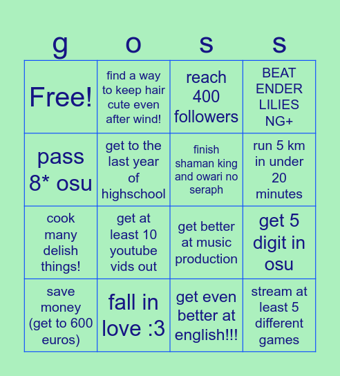 my 2024 bingoo Bingo Card