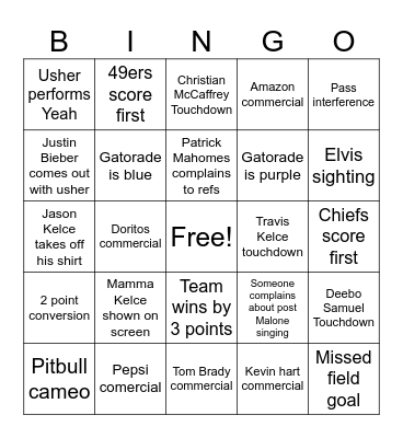 Super Bowl - Taylor’s version Bingo Card