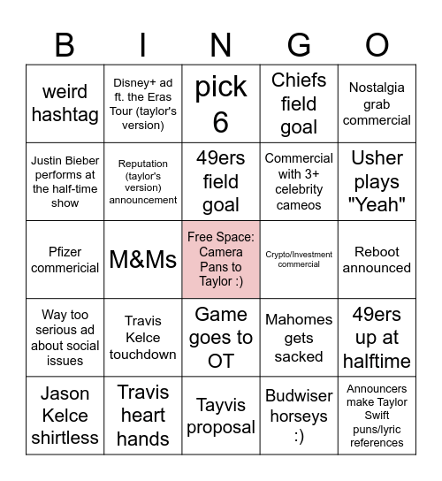 Unhinged Super Bowl 58 Bingo Card