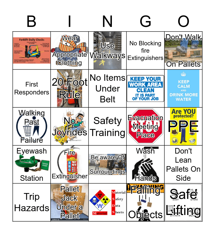 Safety Training Bingo Card