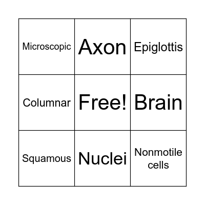 TISSUES BINGO Card