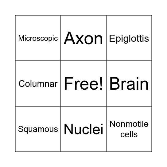 TISSUES BINGO Card