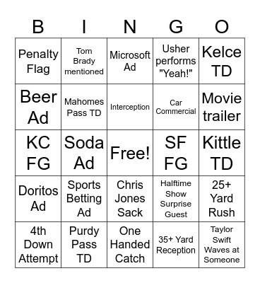 Super Strack Bowl Bingo Card