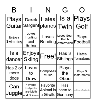 Homeroom Bingo - Find Someone Who(s) Bingo Card