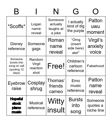 Sander Side 😍😍 Bingo Card