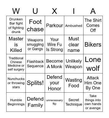 Kung Fu Bingo Card