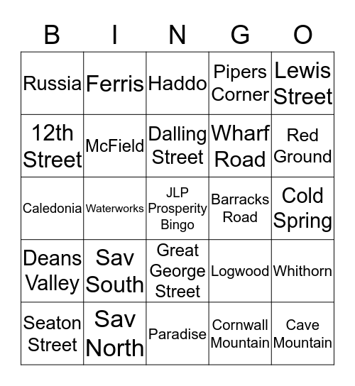 JLP Cornwall Mountain Fund Raising Bingo Card